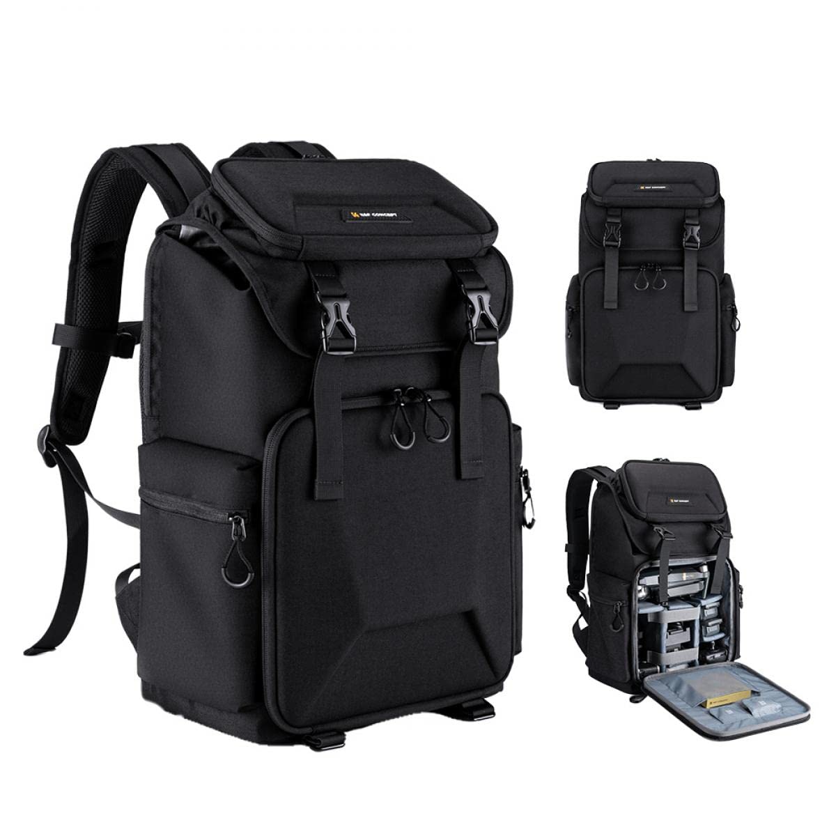K&F Concept Anti Collision 22L Camera Backpack | Lightweight Camera Bag for Photographers | Adjustable Dividers | Holds 4 Lenses, Camera, Tripod &15.6" Laptop | Waterproof & Rain Cover | Black