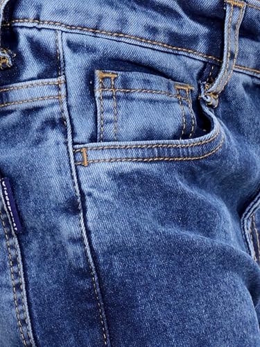 Image of KiddoPanti Girls Solid Waist Elasticated Straight Fit Jeans