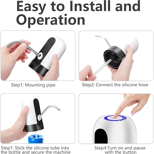 Miniatura 4 de Ausxaron Dispensador de botella de agua, dispensador de bomba de agua, bomba eléctrica portátil para jarra de agua con carga USB, bomba de agua