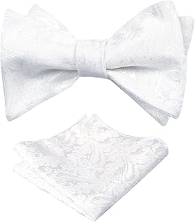 Mens 2pcs Paisley Jacquard Self-Tie Bow Tie Pocket Square Set