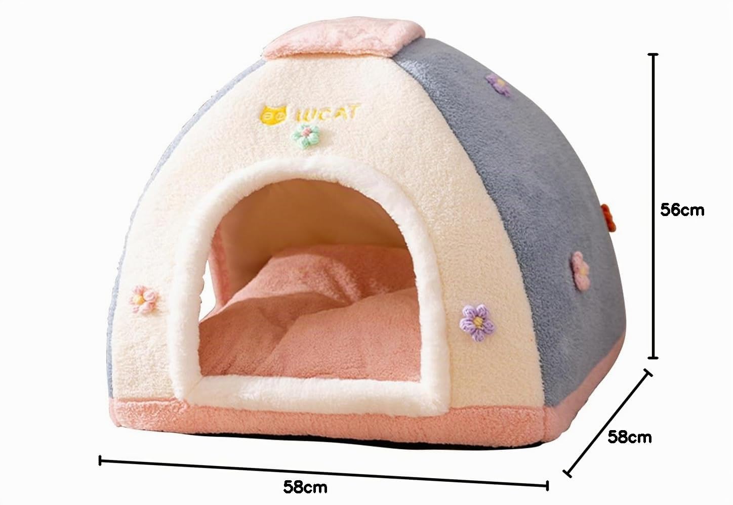 Galatée Niche pour Chat, Lit Douillet Et Douillet pour Chat, Tente Douce avec Coussin Amovible, Panier Douillet pour Chien, Maison pour Animaux De Compagnie pour Chiot, Chaton, Lapin(XL, Rose)
