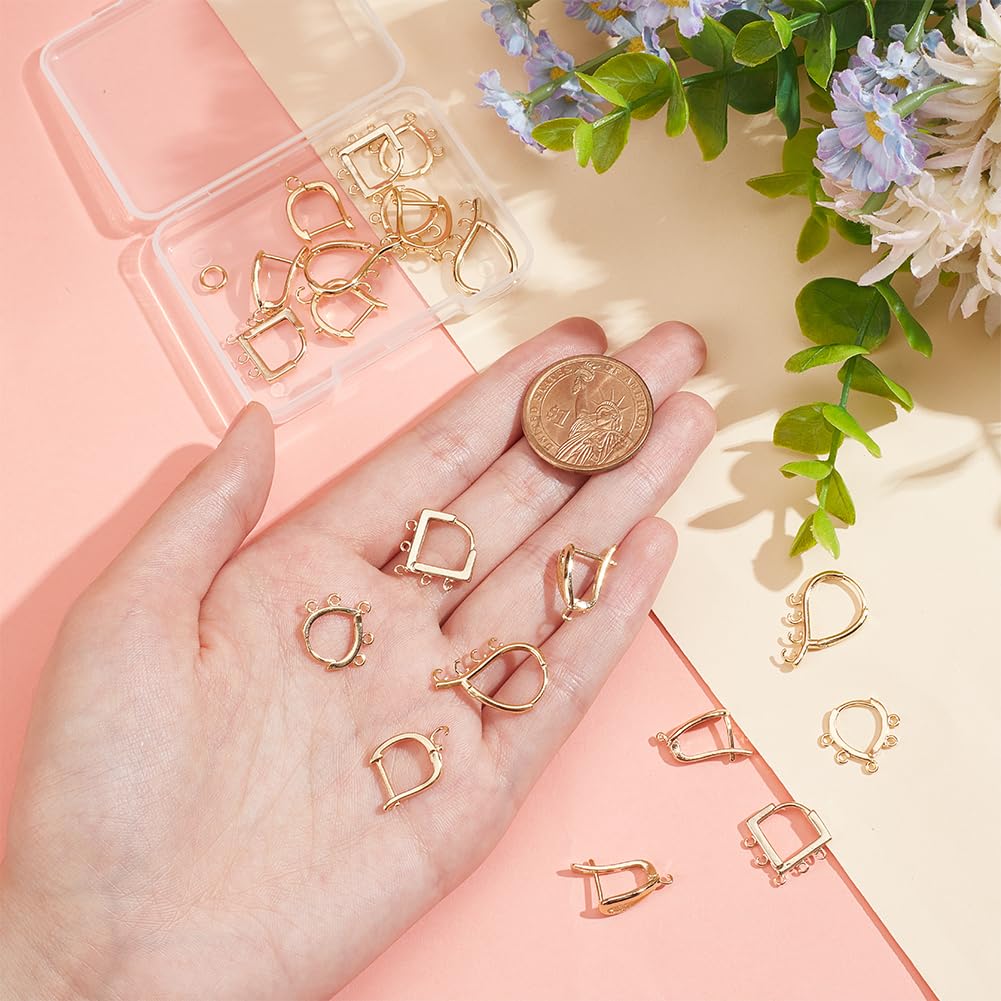 20 pezzi 5 stili in ottone Huggie orecchini a cerchio placcati in oro 24 carati gancio per orecchini a rombo ritorto da donna Huggie orecchini a goccia decorazioni per la produzione