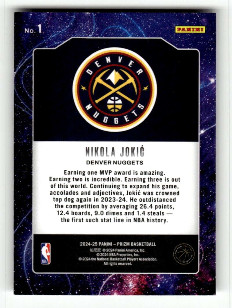 Amazon.com: 2024-25 Panini Prizm Deep Space #1 Nikola Jokic Denver