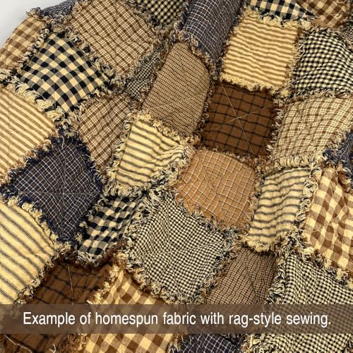image for 40+ Brown & Black Charm Pack 5 inch Precut Plaid Cotton Homespun Cabin
