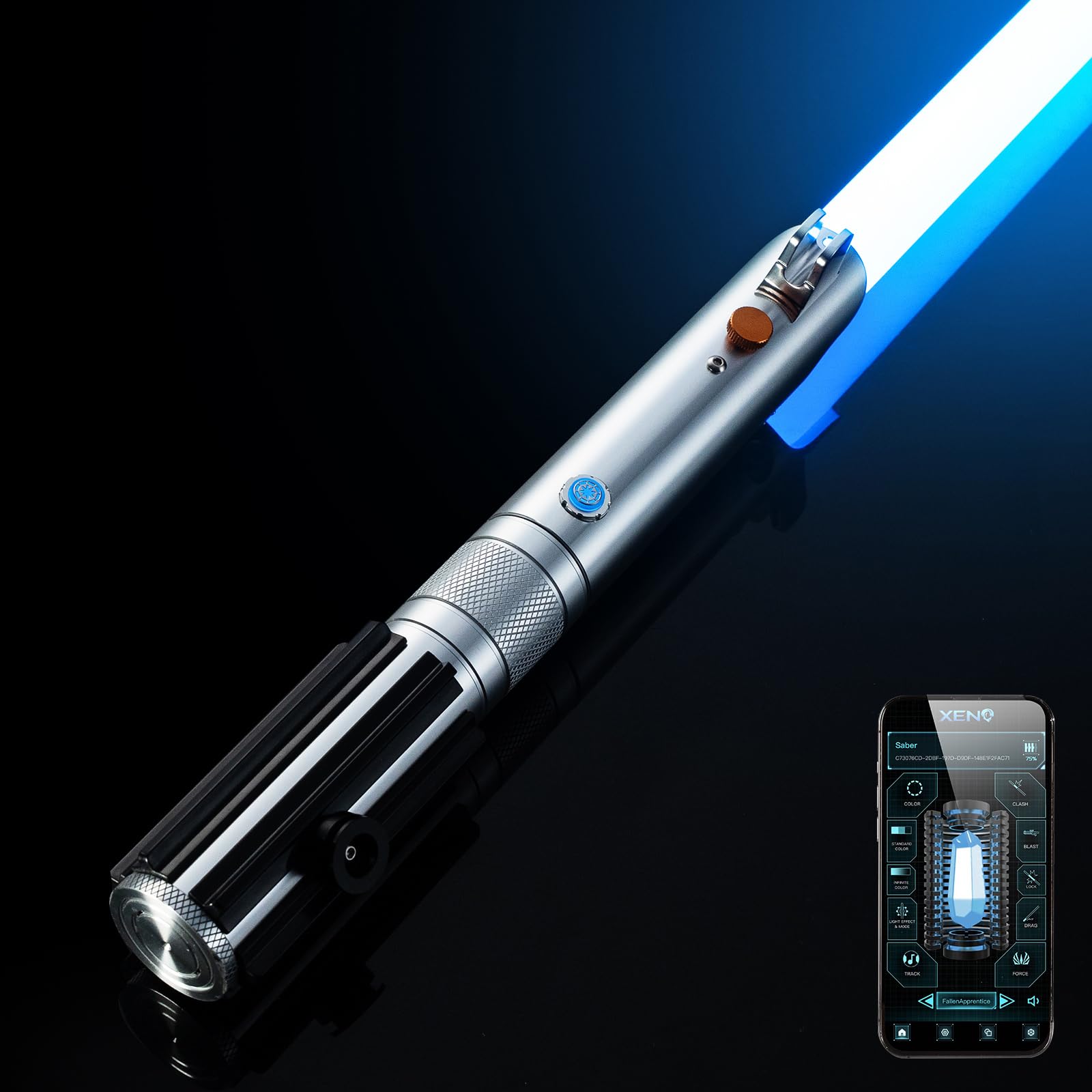 AthlChamp Sciabola da duello Pesante, Potenziata e controllabile Tramite App, per Adulti, con Impugnatura in Metallo Pesante e Lama Spessa, 16 Effetti sonori e Cambio Colore Infinito (RGB-Ank)