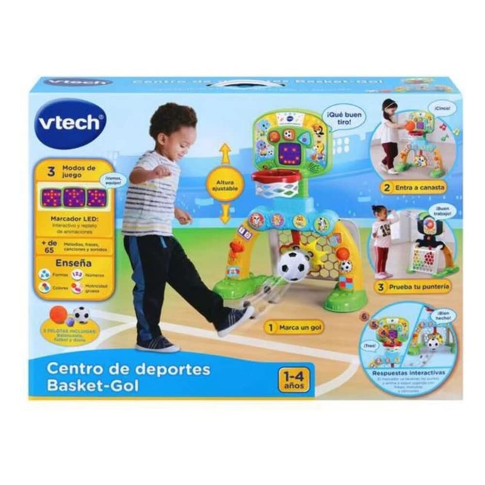 VTech 80-533522 Centre de Sport Basket-Gol, Cage de Football, Panier de Basket-Ball et Cible pour Jouer, Effets spéciaux et réponses interactives