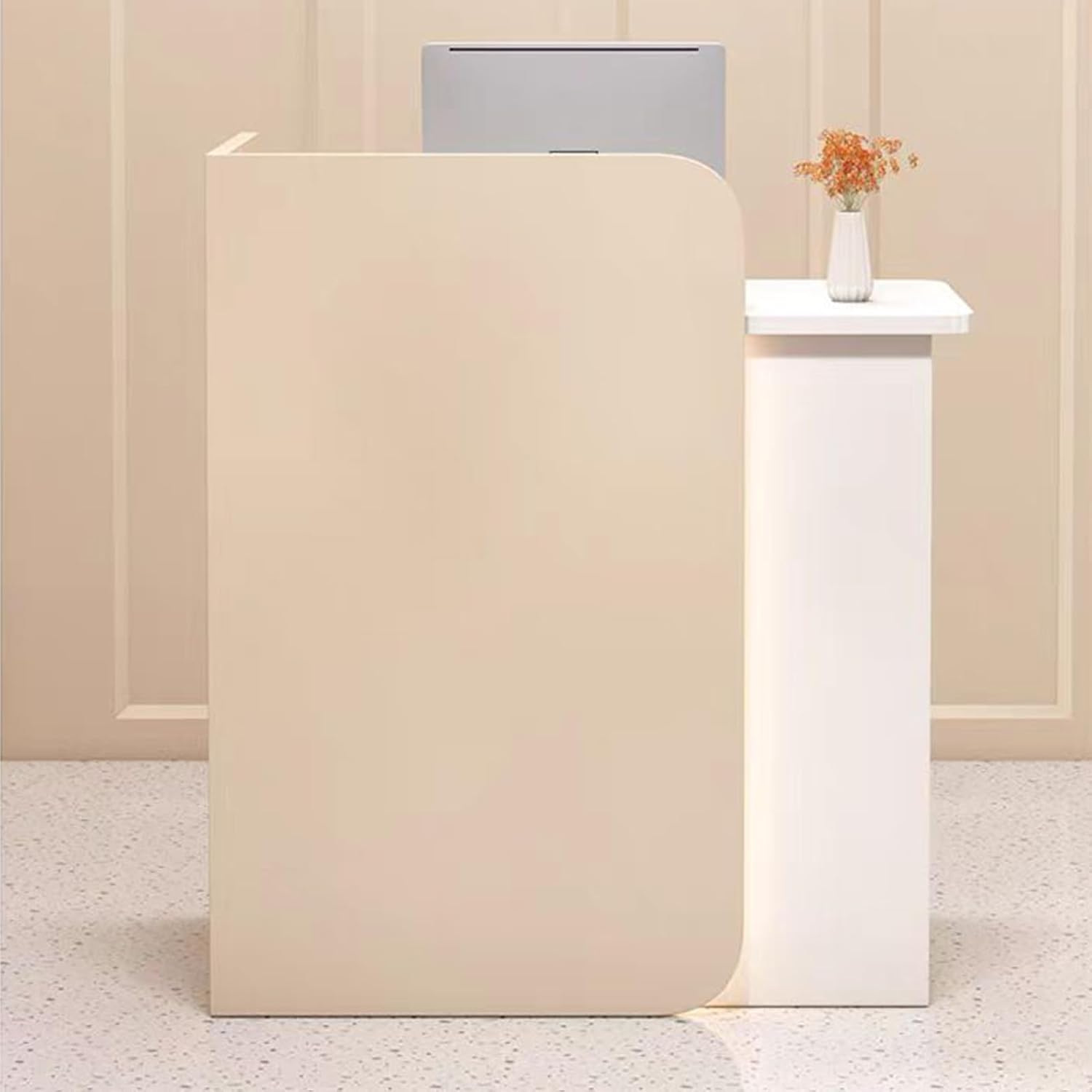 Reception Desk, Checkout Counter, Desk Reception Counter for Small Spaces, Check Out Stand for Salon Recetion Room Retail Counter Checkout Office(Forrm f,100cm)
