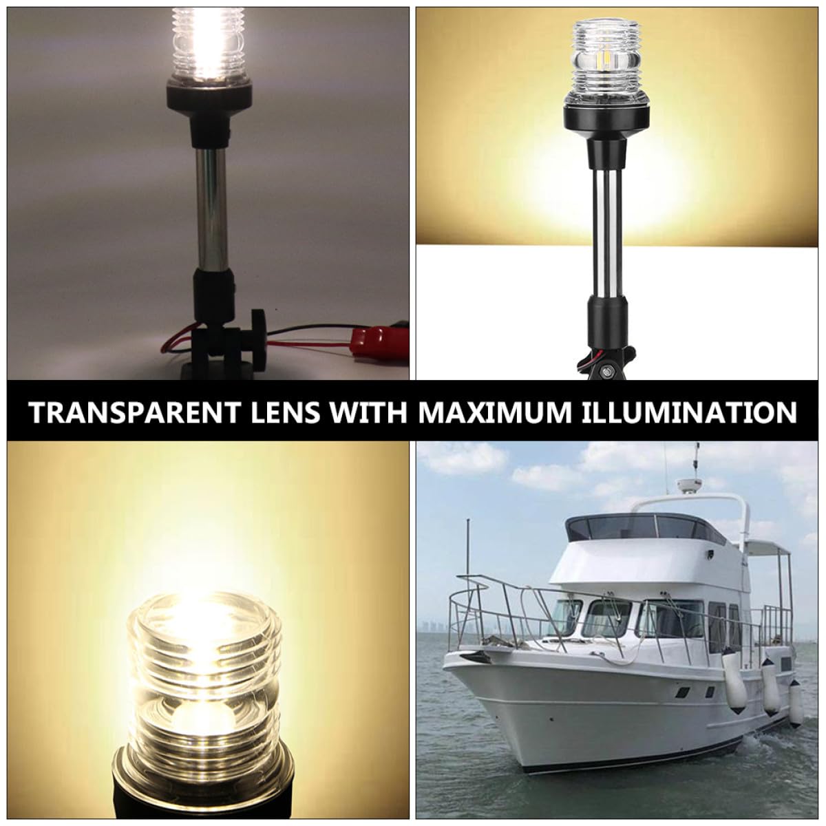 SECFOU Luce LED 12V DC 360° Acrilico e Lega di Alluminio per Barca da Pesca Yacht