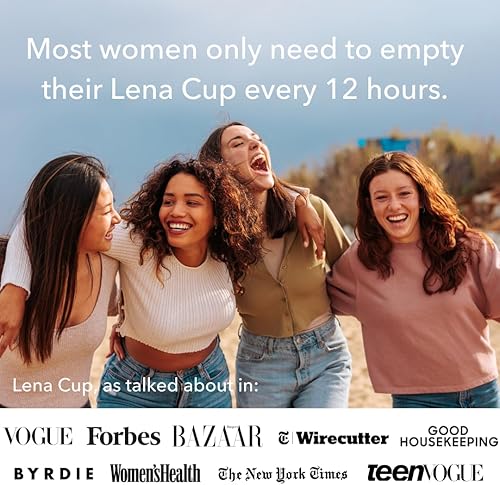 Miniatura 5 de Lena Vasos menstruales  Paquete de 2  Pequeño y grande, rosa y turquesa  Vasos de silicona reutilizables  Uso de 12 horas  Alternativa de tampones,