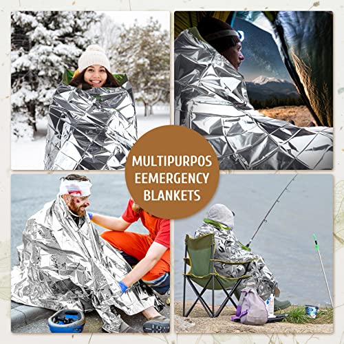 50 Pieces Emergency Mylar Thermal Blankets Space Blanket Survival Kit