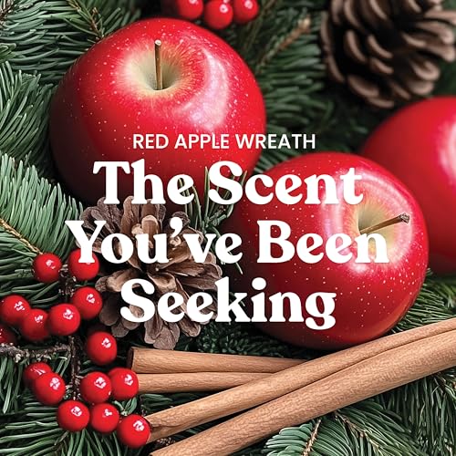 Yankee Candle Large Jar Scented Candle with up to 150 Hour Burn Time, Premium Plant Wax Blend for Consistent Burn, 22 oz Jar Candle with Room Filling Fragrance, Red Apple Wreath