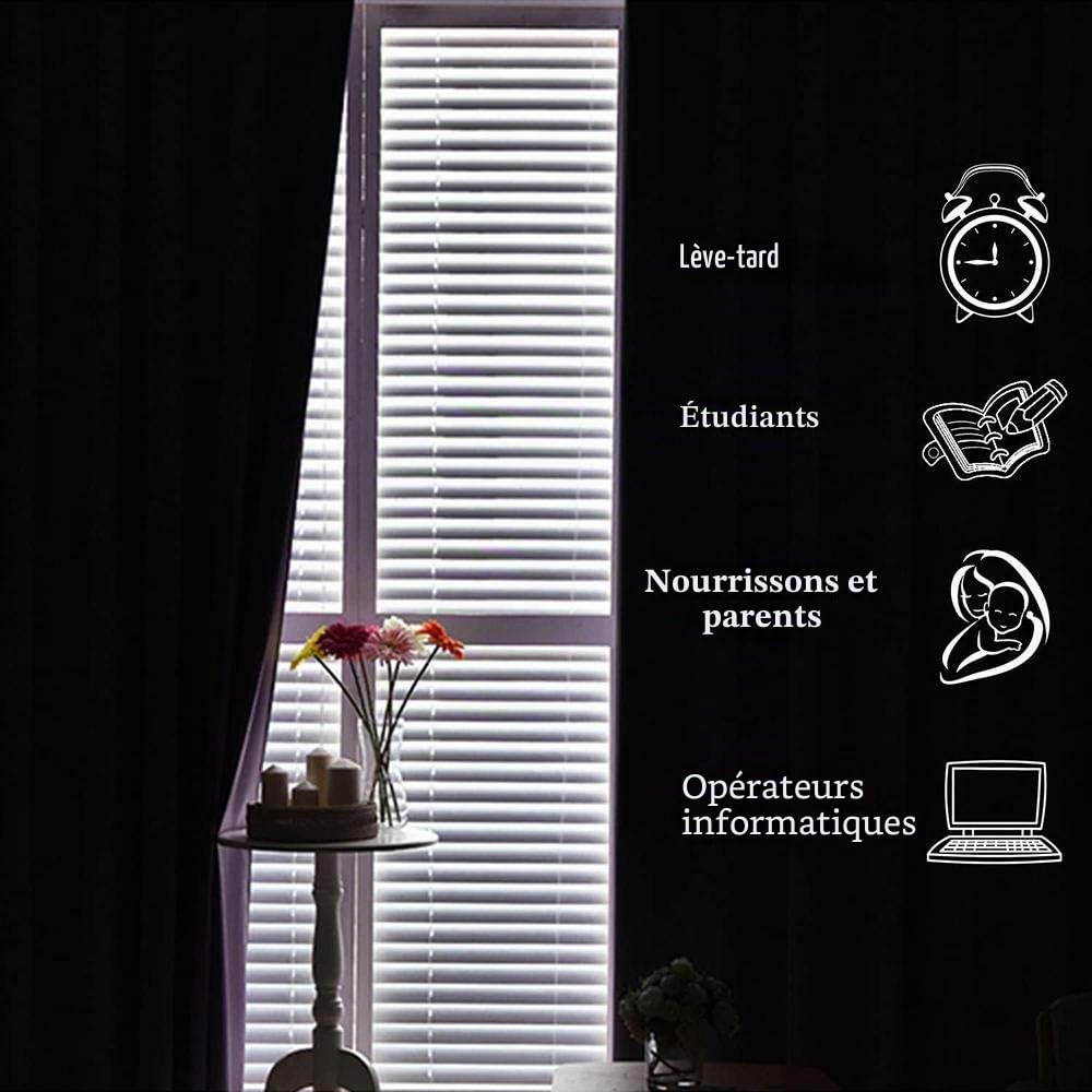 Rideaux Occultants Style Industriel Lettres Rideau à Oeillet Isolant Thermique Insonorisant Phonique Opaque Rideau de Fenêtre pour Chambre Salon, 2 Panneaux, 183x214cm