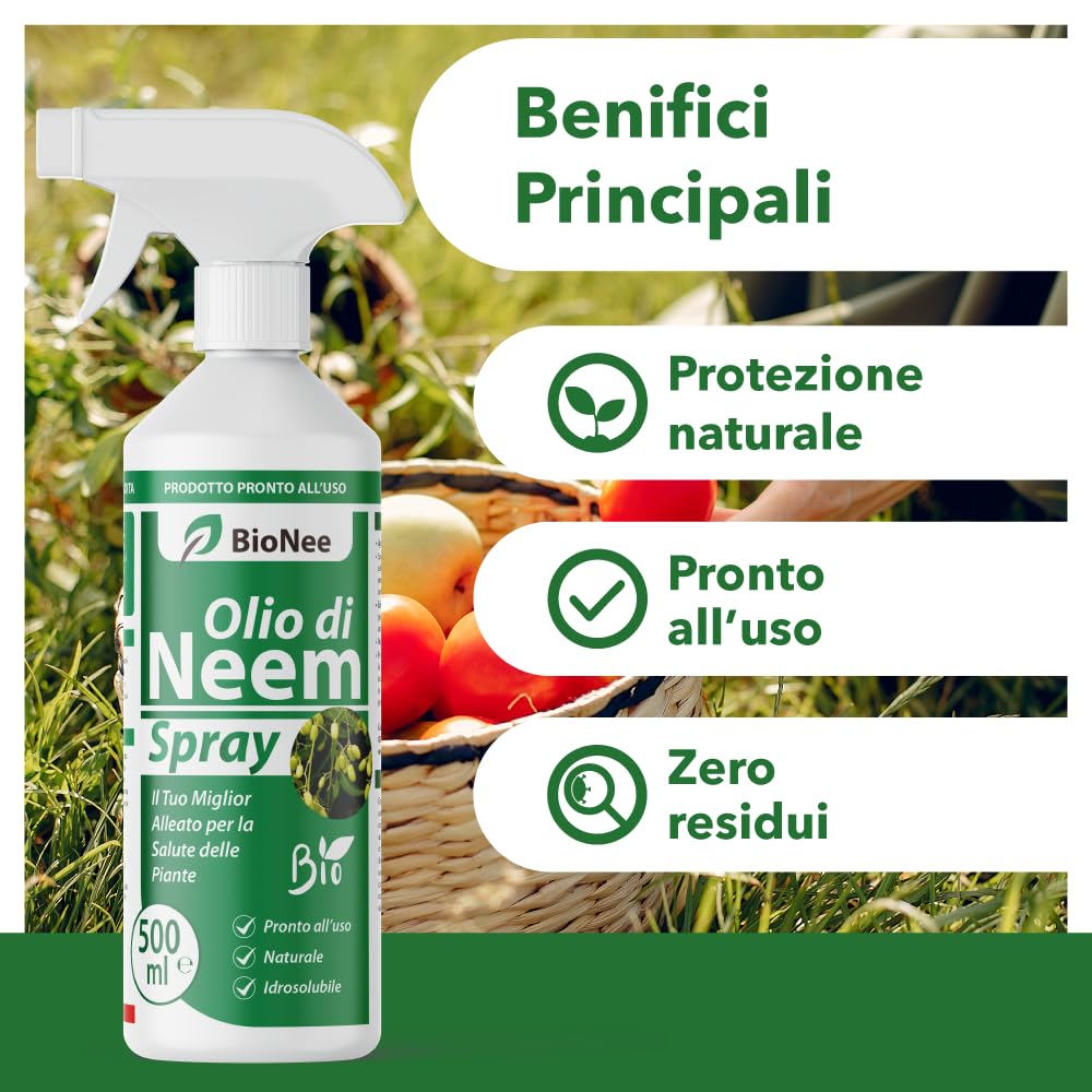 Olio di Neem Concentrato Biologico Insetticida Naturale 500 ml Spray