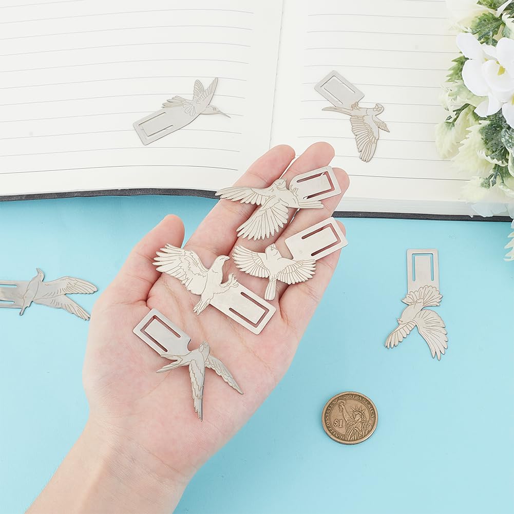DELORIGIN 24Pcs 8 Styles Bird Metal Bookmarks Silver Stainless Steel Book Clips Book Page Label for Reading Book Lovers Writers Students Teacher Thanksgiving Christmas Back to School Gift - Image 3