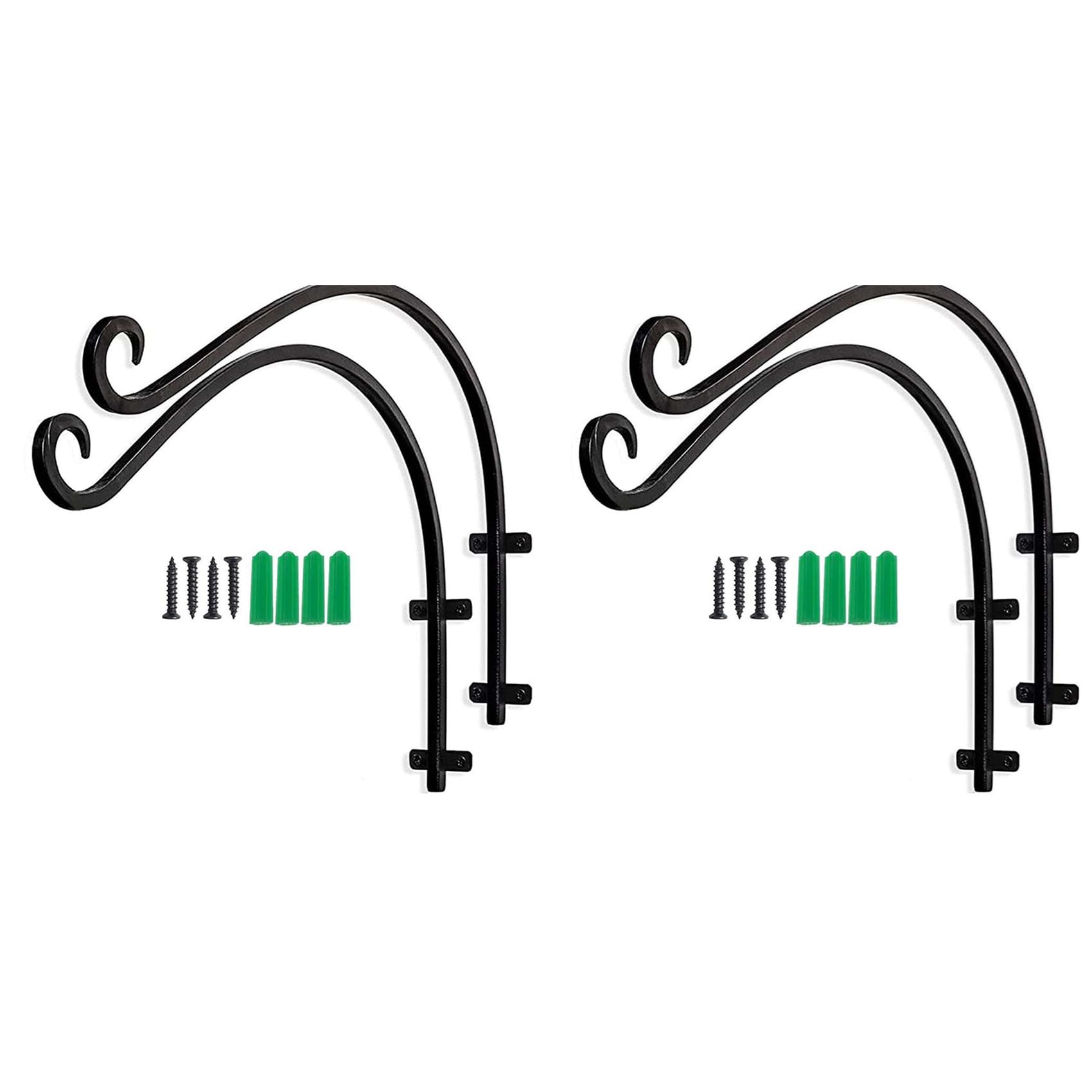 Vjsujehgy 4PCS Heavy Duty Hanging Plant Bracket, 16Inch Outdoor Wall Curved Hanging Bracket for Hanging Flower Basket, Bird Feeder
