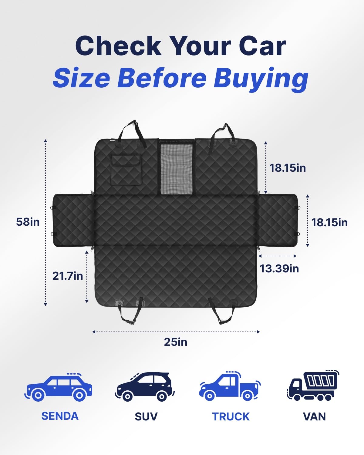 pettycare Dog Car Seat Cover for Back Seat, 600D Heavy Duty Waterproof & Scratch-Resistant for Car with Side Flap, Pet Back Seat Covers for Car with Seatbelt Black. - image 2