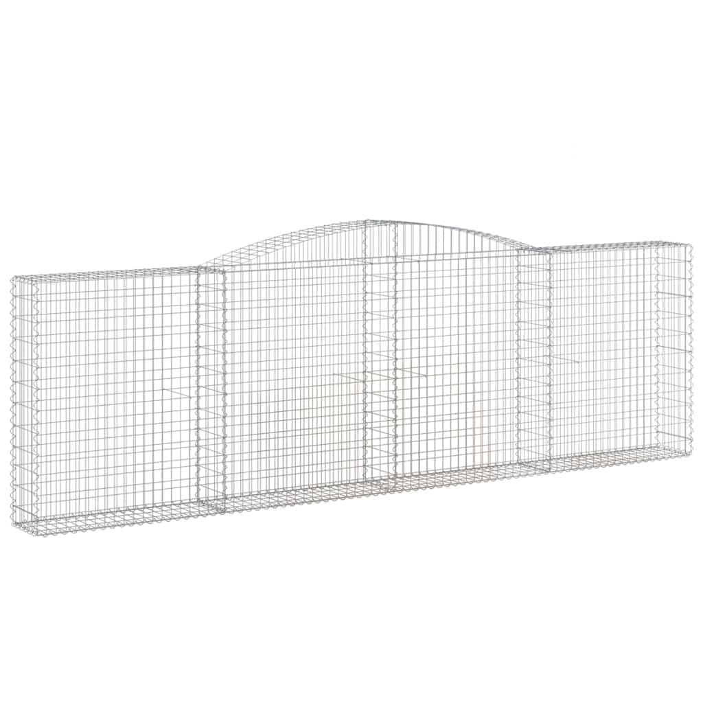 Yngbhfnop Silver Arched Gabion Baskets 20 Pcs 400X30x120/140 Cm Galvanised Iron Decorative Garden Barrier Sound Insulation Corrosion Resistant Stone Cage Retaining Wall
