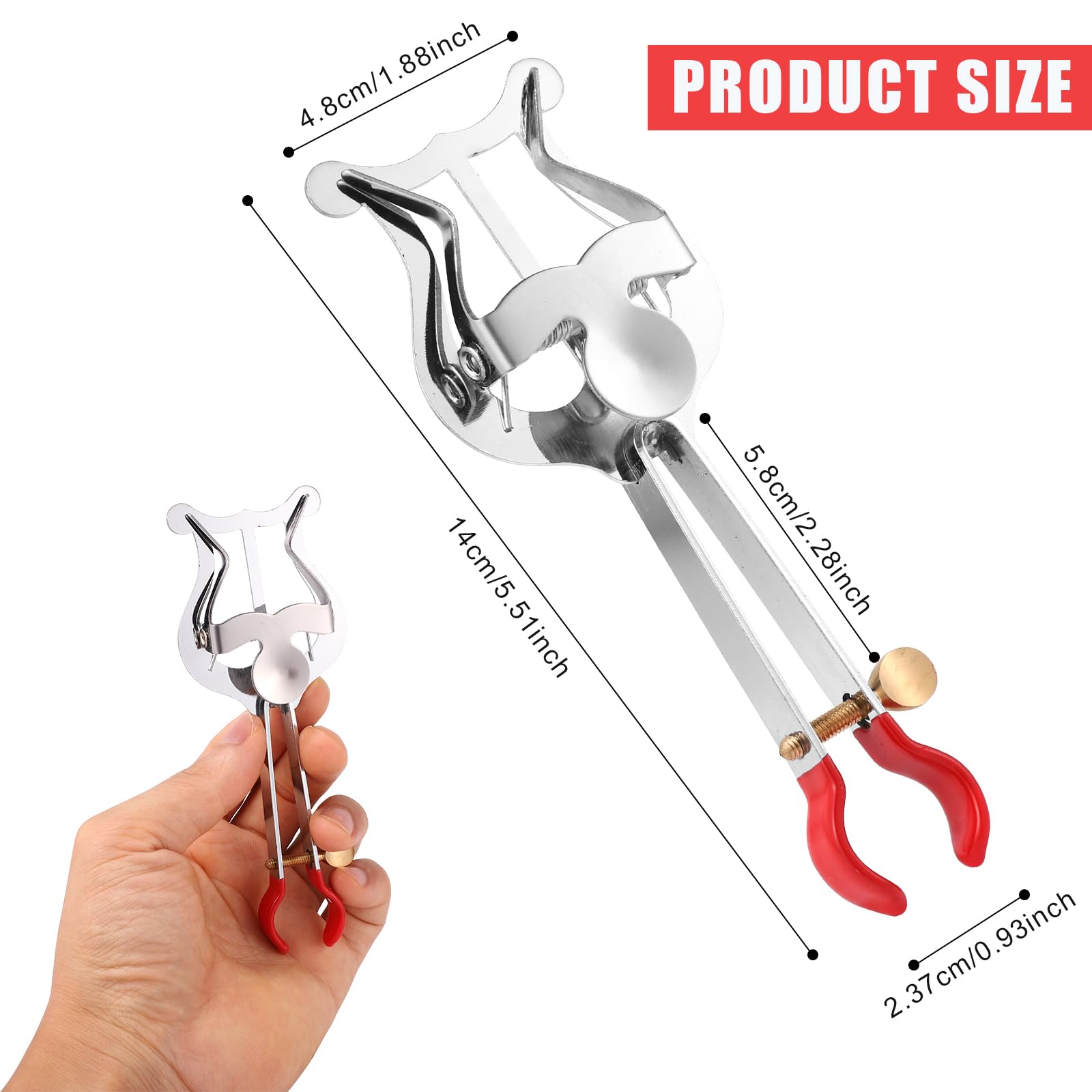 Trumpet Lyre Clip, 5.5x2 Inch Metal Clamp On Lyre Sheet Music Clip for Trumpet Lyre and Flip Folder Musical Instrument Accessories for Beginners Practicing Marching Band