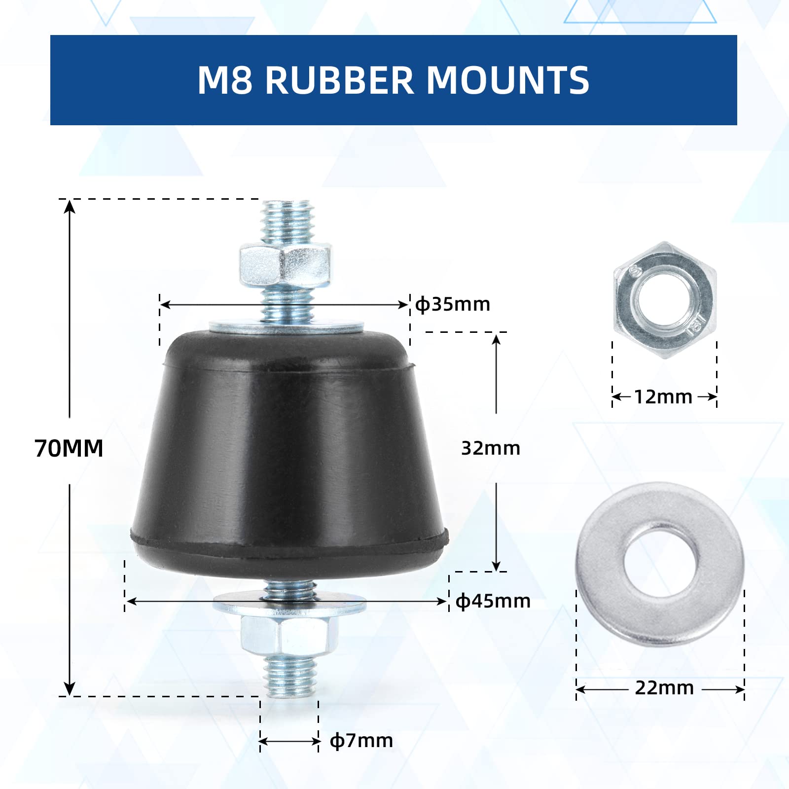 Rubber Studs Shock Absorber M8 45x32mm 4 Pack — Amazon image 5
