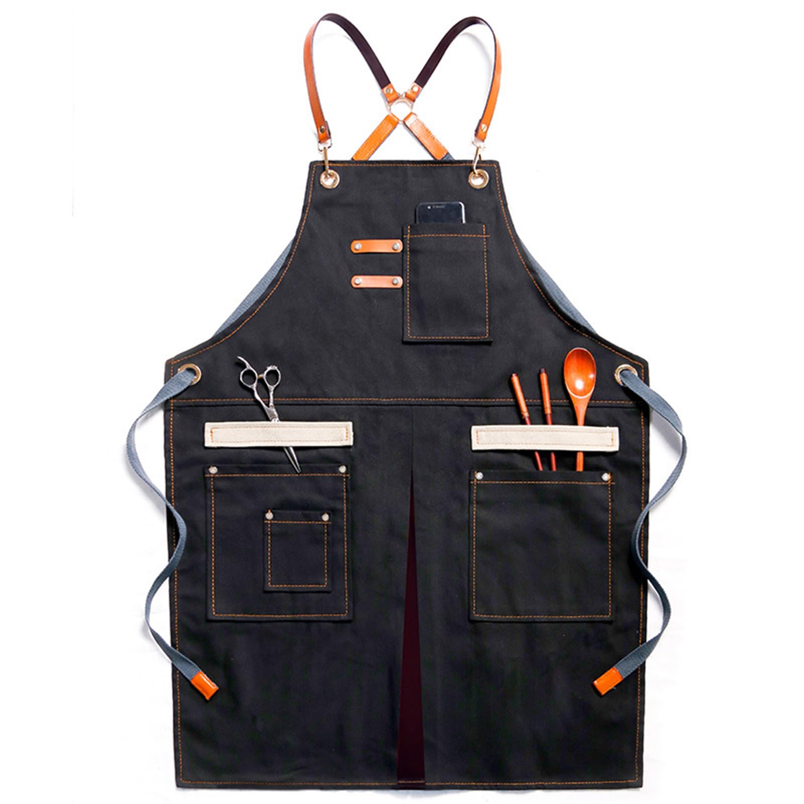 Envoltura de cocinero, delantal de mezclilla con bolsillos cruzados en la espalda, unisex, talla única, multicolor