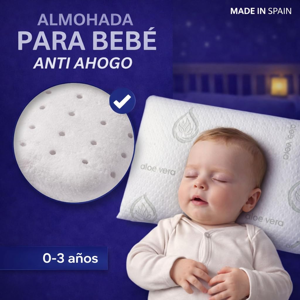 Dear Friend | Almohada Bebe plagiocefalia 49x27 Viscoelástica ergonómica y Transpirable – Almohada Bebe 0-3 Años plagiocefalia con Doble Funda y Apoyo Infantil - 2