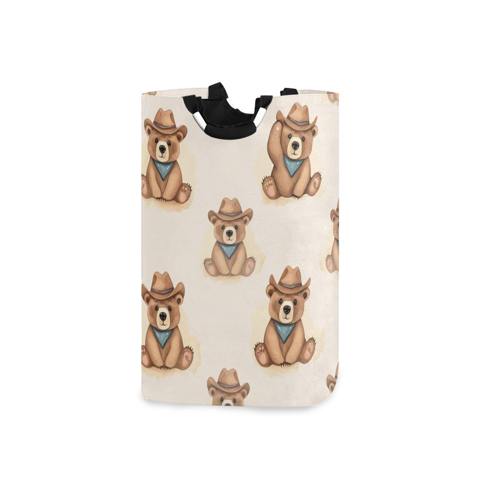 Jihqo Laundry Hamper Basket Funny Hat Bear Collapsible Nursery Storage Bin Waterproof Clothing Baskets for Home Bedroom Bathroom Washing Room