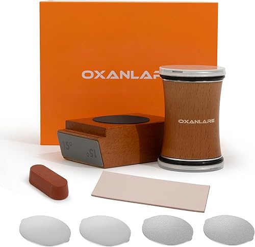 Kit de rodillos de afilador de cuchillos con base de madera magnética mejorada de 15 y 20 grados, discos de diamante, trampa de cuero y compuesto de