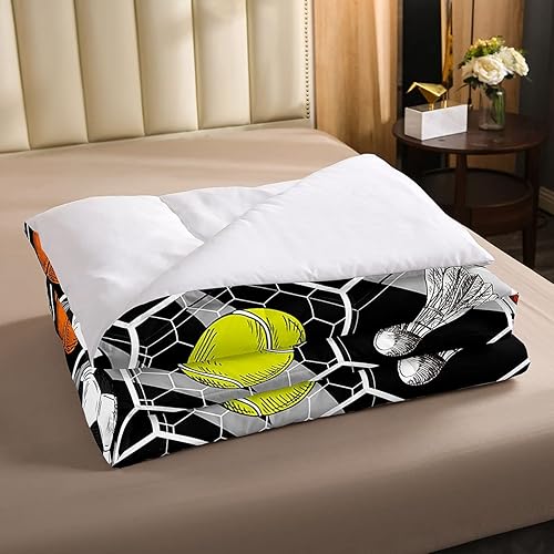 Miniatura 2 de Juego de ropa de cama de juegos de pelota, juego de edredón de baloncesto y fútbol, hexagonal, geométrico, deportivo, de plumón, béisbol, tenis,