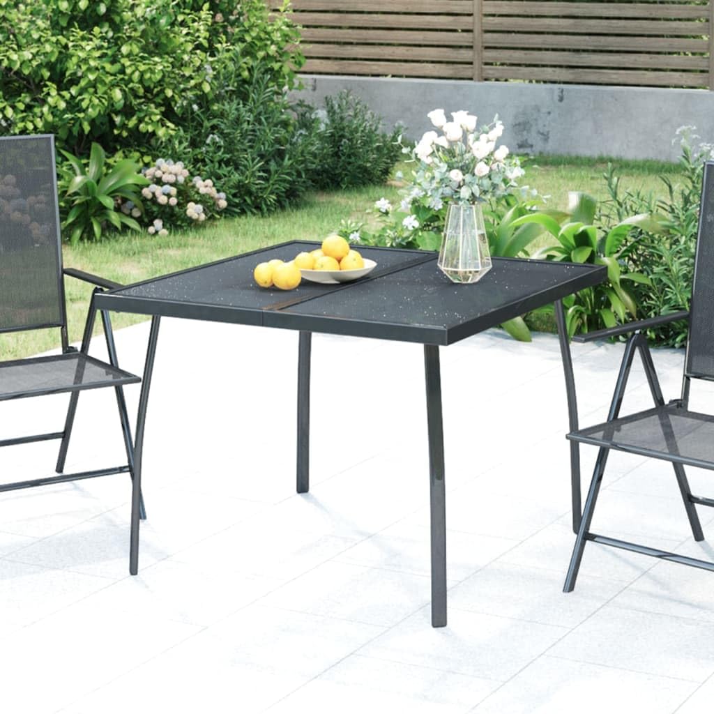 Tavolo da giardino antracite 100 x 100 x 72 cm, design a griglia in acciaio, quadrato, robusto tavolo da pranzo per esterni per terrazza e giardino, resistente alle intemperie