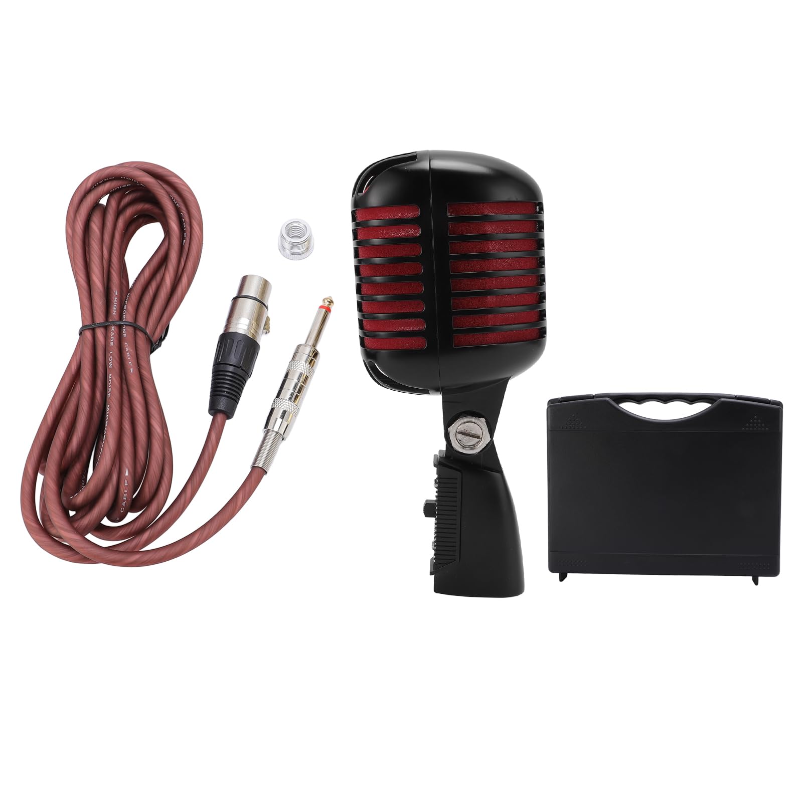 Dioche Micrófono Dinámico Micrófono Dinámico Cardioide - Ajustable con ángulo de Captación Cardioide Retro para Presentaciones en el Escenario - KTV - Gris Plomizo - Diseño Duradero (Black)