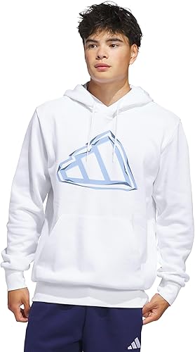 adidas Men's Big Logo Graphic Hoodie, White/Blue, Large/Tall