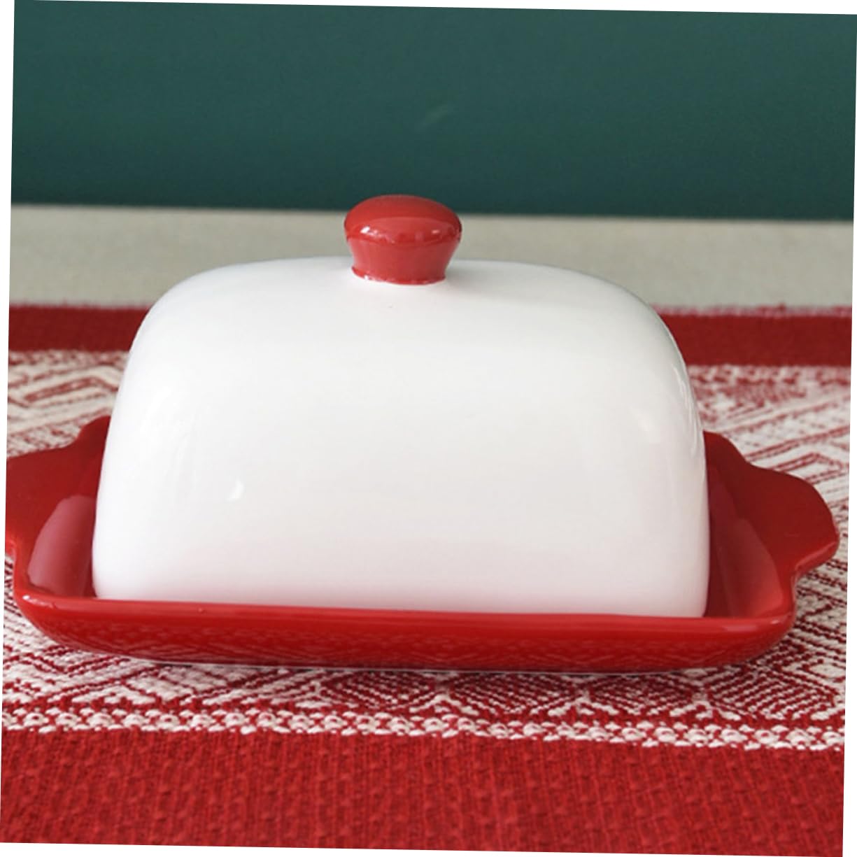Amazon | LALADEFIEE 蓋付きセラミックバター皿 クリスマスデザイン バター保存容器 家用キッチン用品 チーズやデザートの保存にも対応  耐久性のある製 | LALADEFIEE | バターディッシュ バターホルダー クリスマス バター皿 蓋付き クリエイティブ セラミック皿 小さなトレイ デザート皿 釉薬下色装飾 バターディッシュ