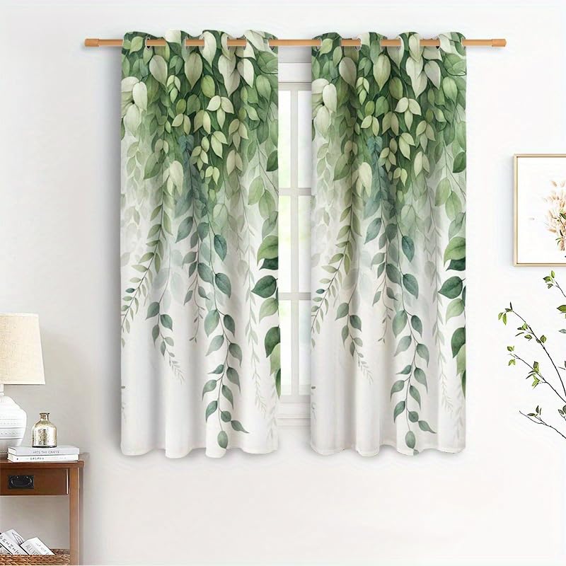 Rideaux occultants thermiques motif vigne verte pour isoler la chambre