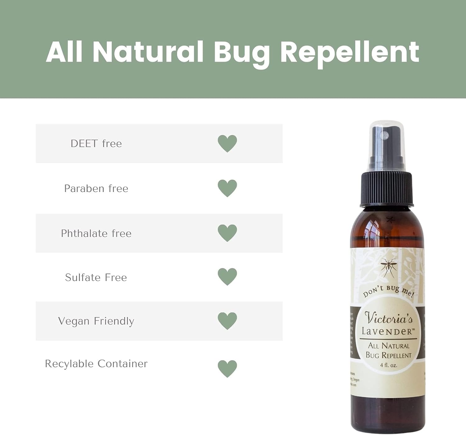 Victoria's Lavender Don’t Bug Me Insect Spray - Natural Insect Spray for Kids - Ideal for Outdoor & Indoor Protection - DEET Free with Essential Oils, Aloe Vera & Eucalyptus, Made in USA – 2 Oz + 4 Oz