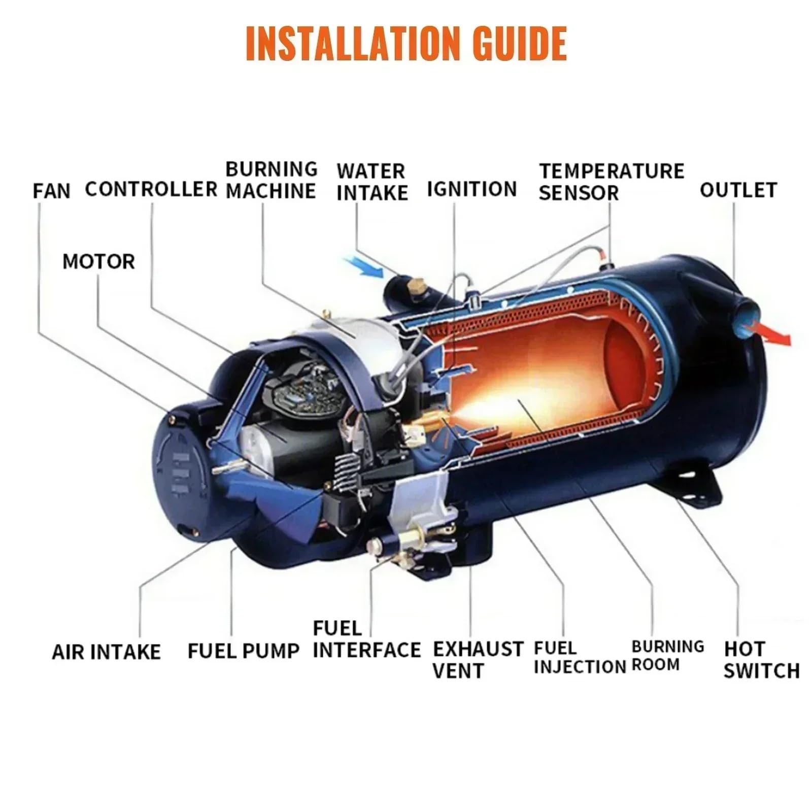 Pompa Dell'acqua Refrigerante 12V/24V 10kw Efficiente Riscaldamento Dell'acqua Riscaldatore Per Auto Automobile Preriscaldatore Diesel Riscaldatore Parcheggio Diesel(24V)