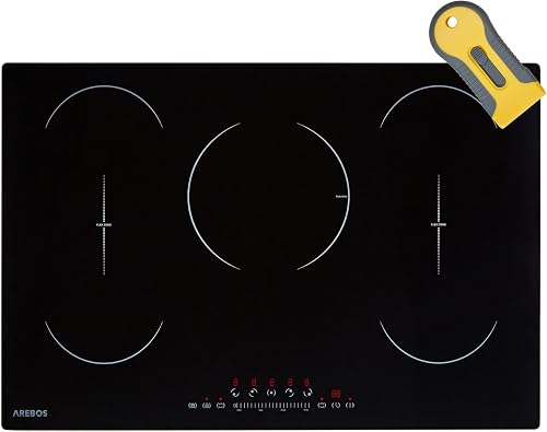 Arebos induction hob | 9800 W | 5 hobs with 2 flex zones | 77 cm | self-sufficient | with Sensor Touch, timer, childproof lock, overheating protection, auto shut-off - 1