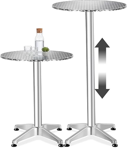 tectake® Table de bistrot Ronde 2 en 1 en Aluminium 