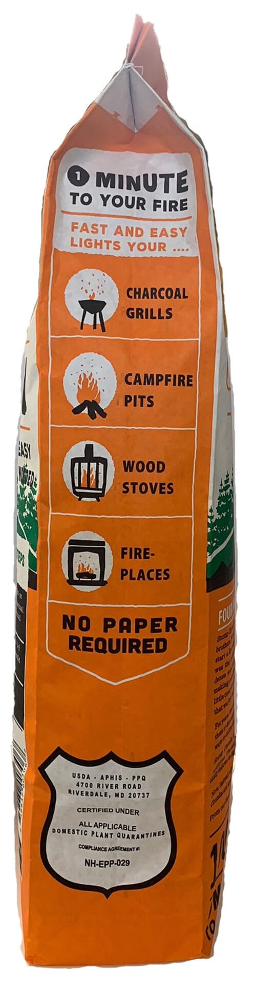 Stump Chunks - Accendifuoco in 100% legno naturale (grande), borsa da 1,5 m., arancione, nero, marrone e bianco