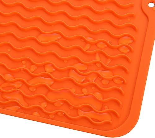 Miniatura 185 de Tapete de silicona para secado de platos para múltiples usos, fácil de limpiar, ecológico, resistente al calor, tapete de silicona para encimera
