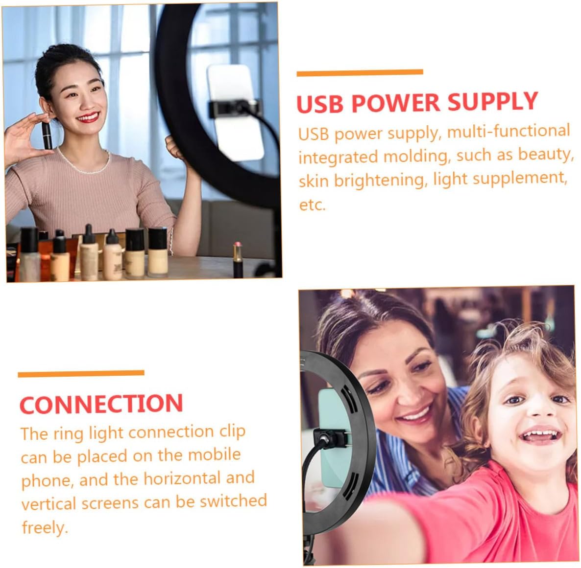 10-Inch USB Phone Live Bracket with Adjustable Three-Color Fill Light, Remote, Iron Stand Tripod for Makeup and Selfie Photography, Black