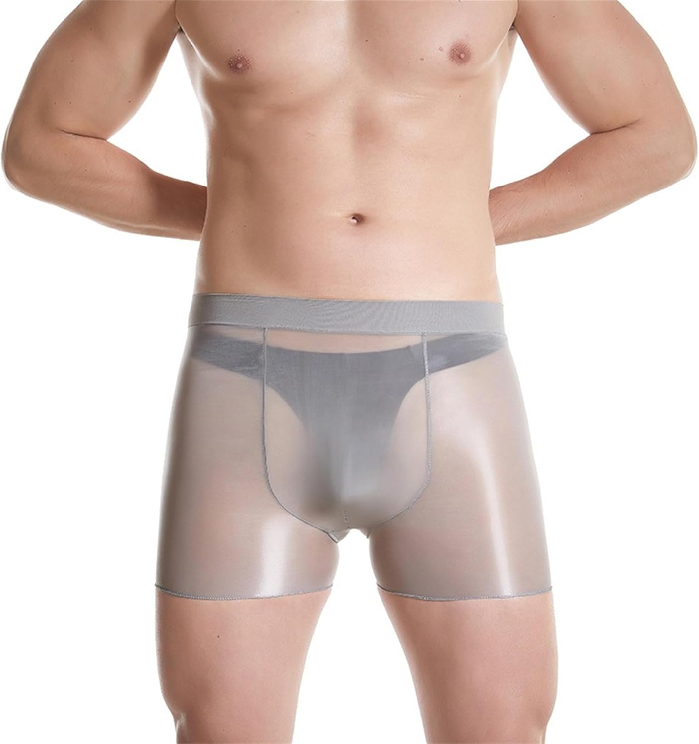 JEKE-DG Men Oily Shiny Ice Silk Underpants Low Rise Briefs Elasticity Trunks See Through Silky Glossy Boxer Briefs