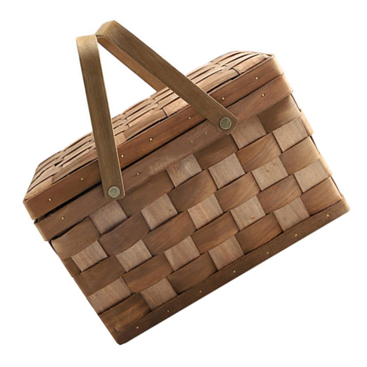 SUPVOX Wooden Shopping Basket Baskets for Empty Picnic Basket Packaging Basket Flower Photo Prop Vegetables Storage Basket Flowers Photography Prop Wooden Basket