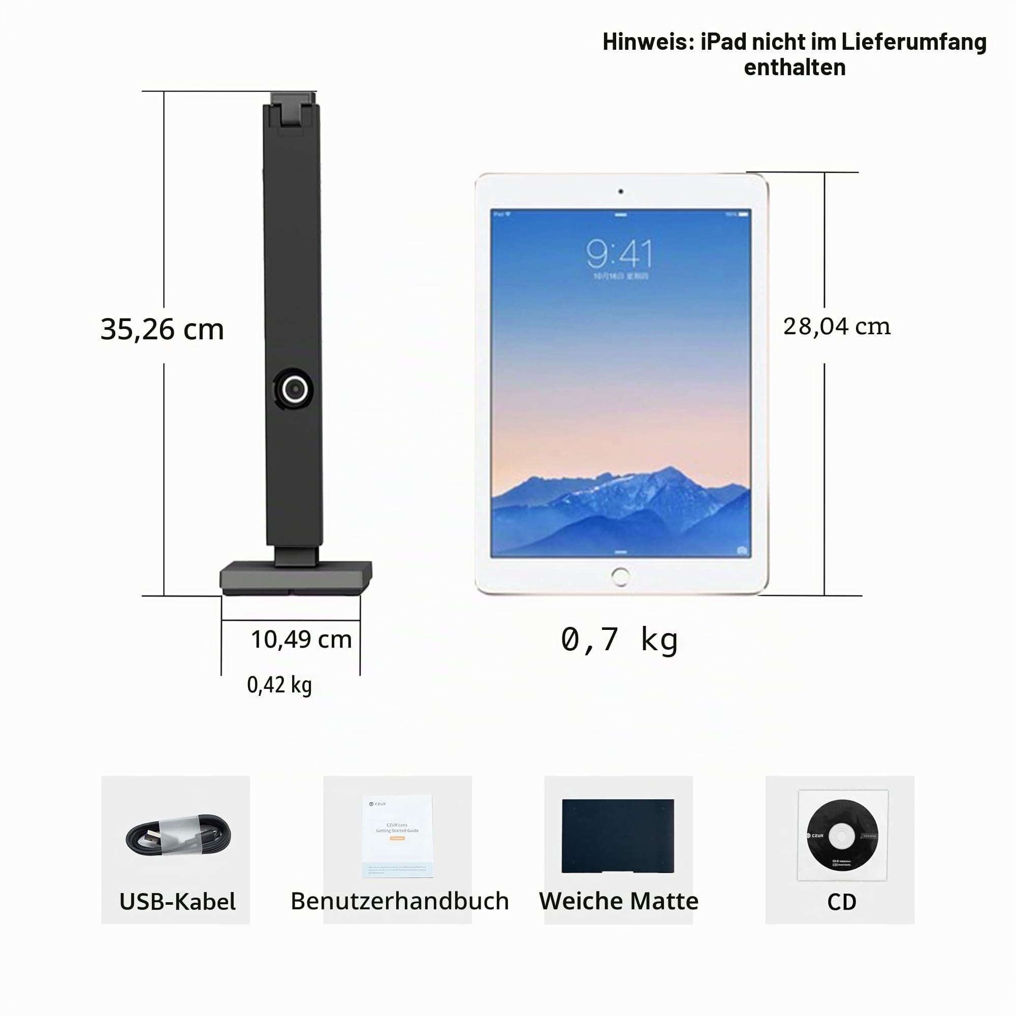 CZUR Lens Pro 12 MP Tragbarer Dokumentenscanner, schneller USB-Scanner Papierschutz kein Stau/kein Kratzer, 330 DPI, mit OCR, mobiler Scanner für Mac, Windows (Lens1200)