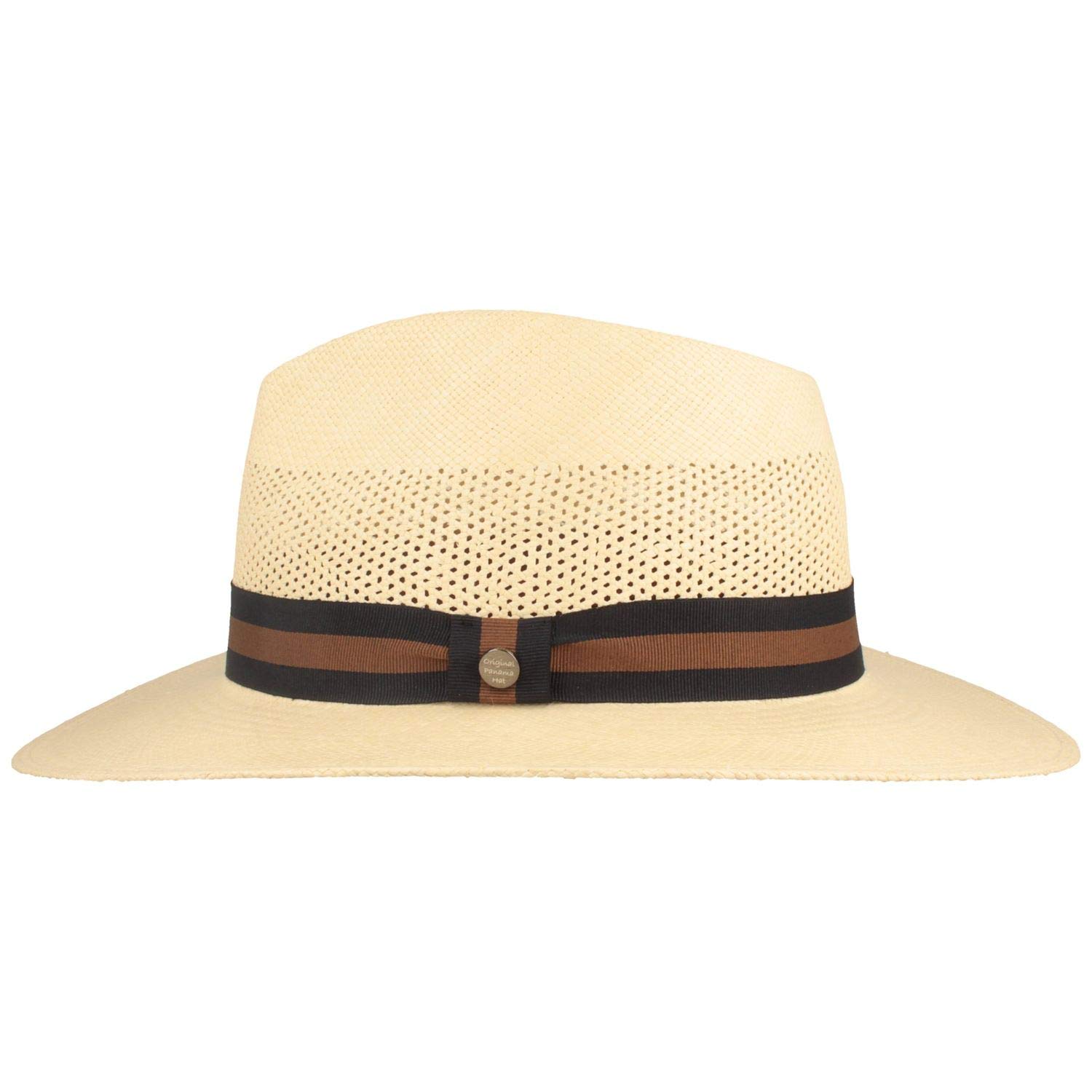 Breiter Original Panama Hut Strohhut Sommerhut aus Ecuador Traditionell Sonnenhut Handgeflochten mit ventilierter Krone