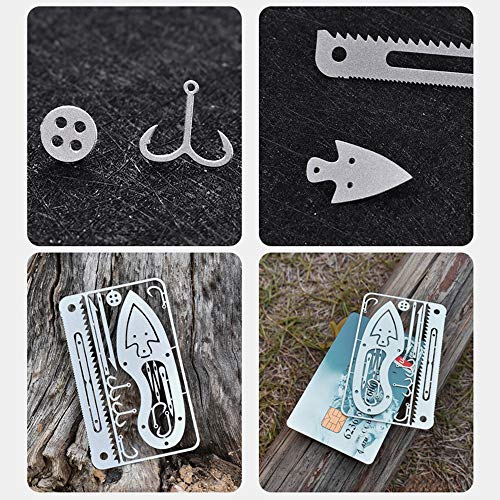 Cartão Externo, Andoer 10 PCS Multi-Tool Card 17 em 1 Multifunction Fishing Hook Card para Emergênci