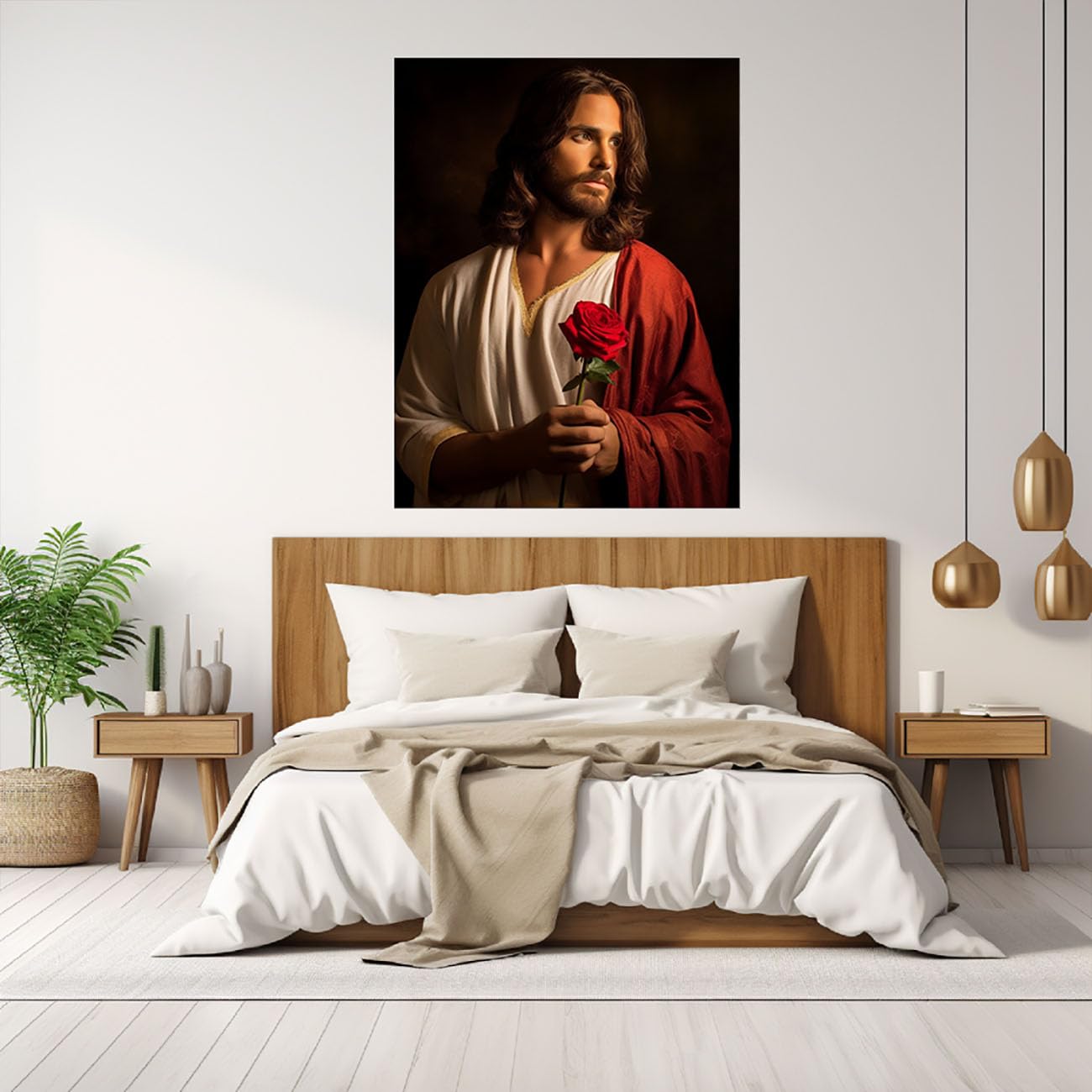 WIKEO Wall Art Canvas Painting of Jesus Picture Jezus Portret Modern Family Room Poster - Christian Pictures Decoration Salon (Red 7-40x60cm Framed
