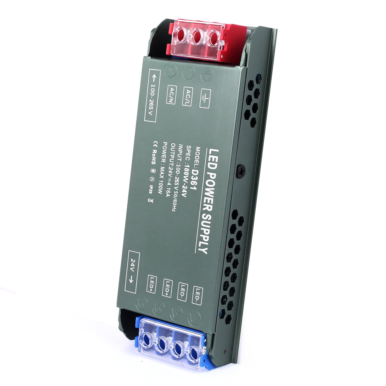 24V LED Driver 100W LED Transformer AC 240V to DC 24 Volt 4.16A Ultra Slim Power Supply Constant Low Voltage Switching, Adapter for Strip Light Cabinet Lights