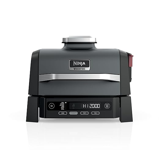 Ninja Woodfire Outdoor Grill & Smoker, 6-in-1 Functionality, Grill, Smoke, Bake, Roast, Air Fry, Broil, Authentic Woodfire Flavors, Electric Heat, OG321