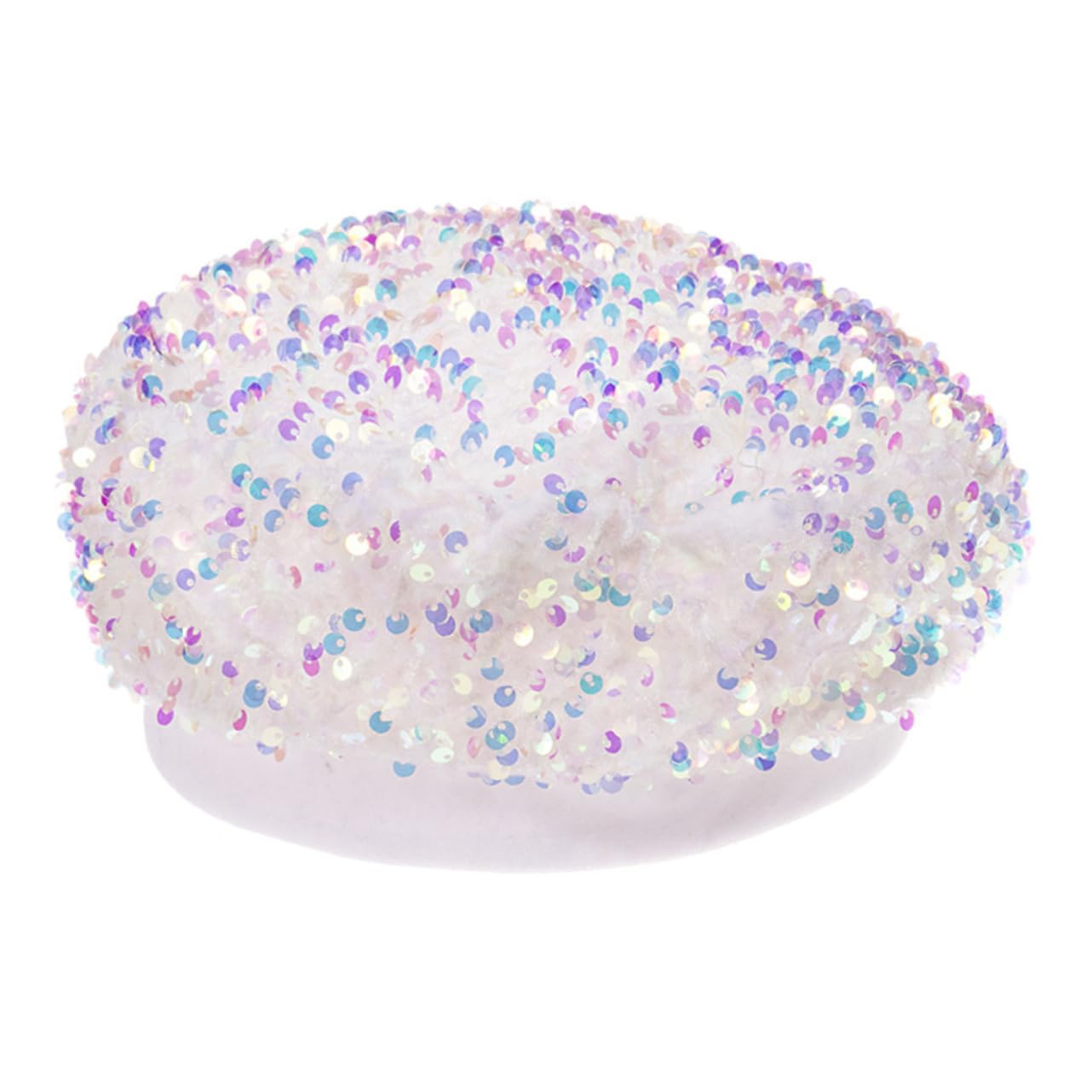 FRCOLOR Sequined Beret Fashion Hat Hat for Women Autumn Cap Shiny and Eye-catching White