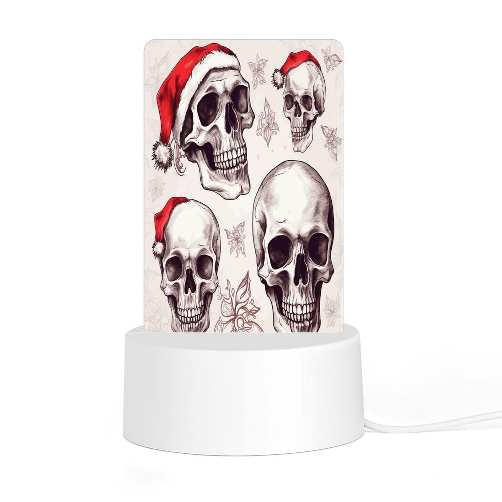 Adfgyerh Style Sketchy Skulls Night Light Acrylic Material Easy Installation, Home Decor Usb Interface Power Supply, Lamp For Restaurant Bar Cafe Room Decor
